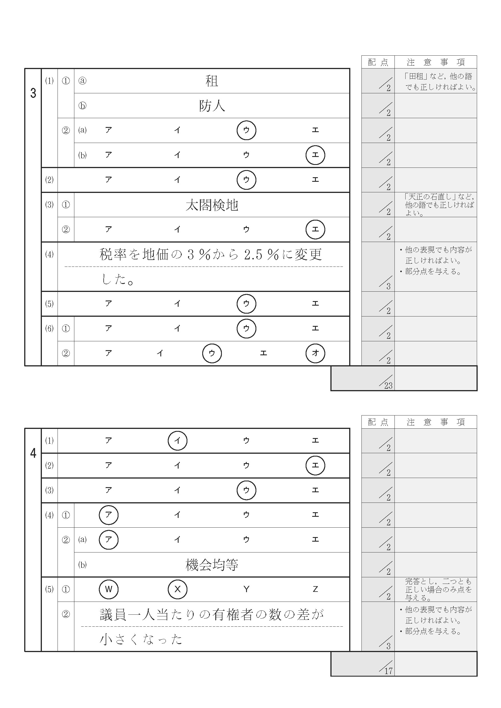 2015年度 大阪府公立高校 社会 後期 正答