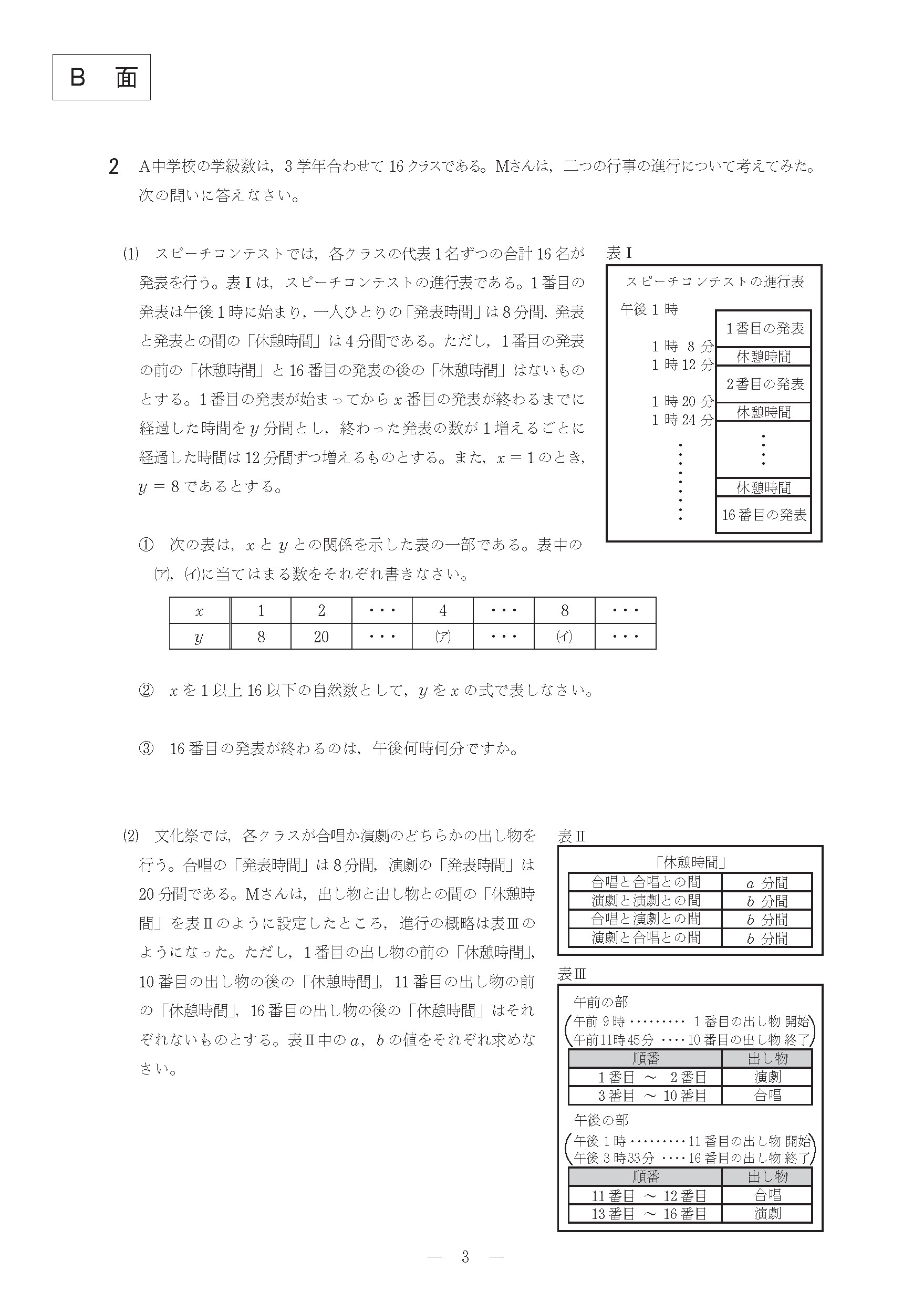 2015年度 大阪府公立高校 数学 前期 問題