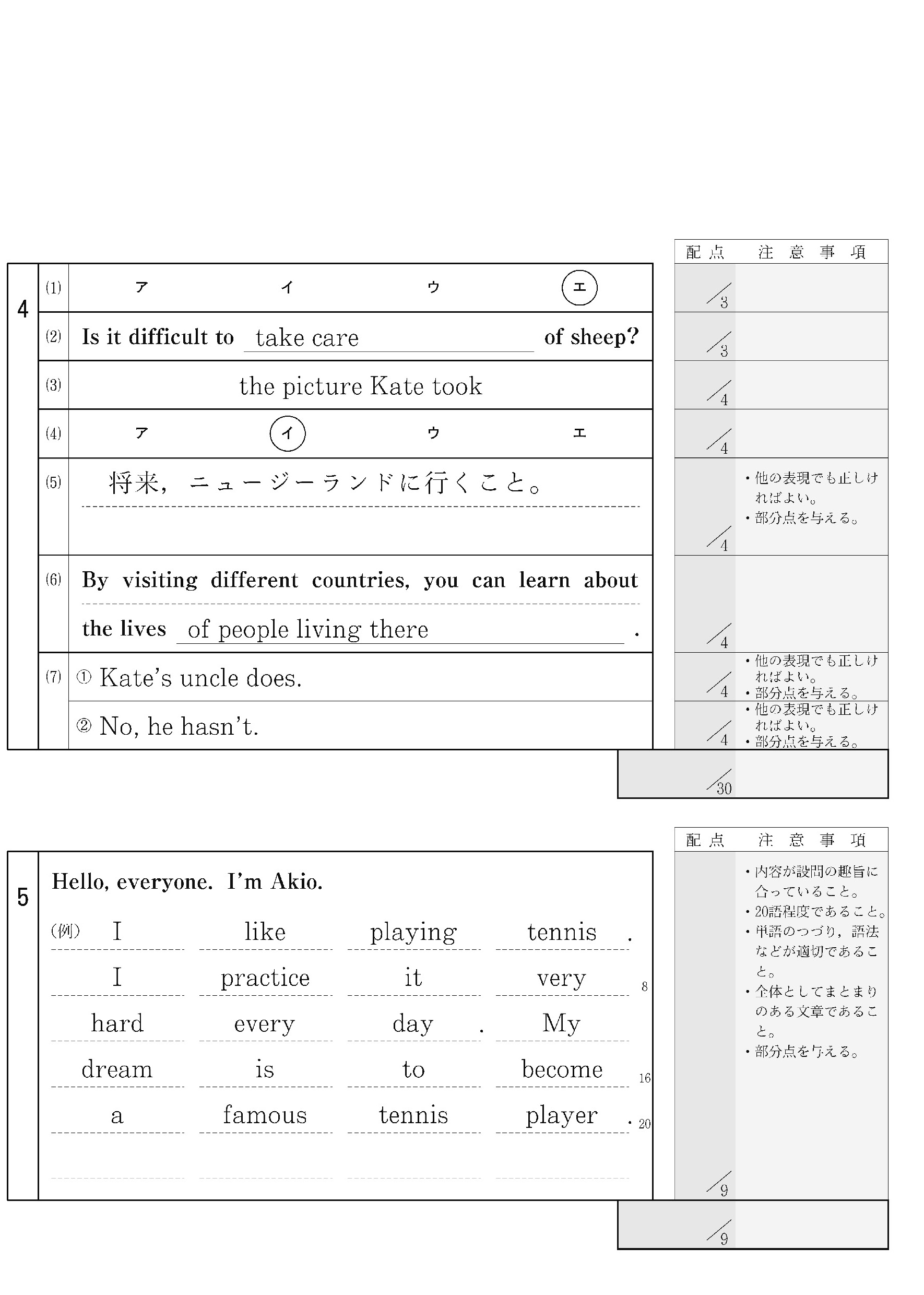 2016年度 大阪府公立高校入試（英語 A・正答）2/2