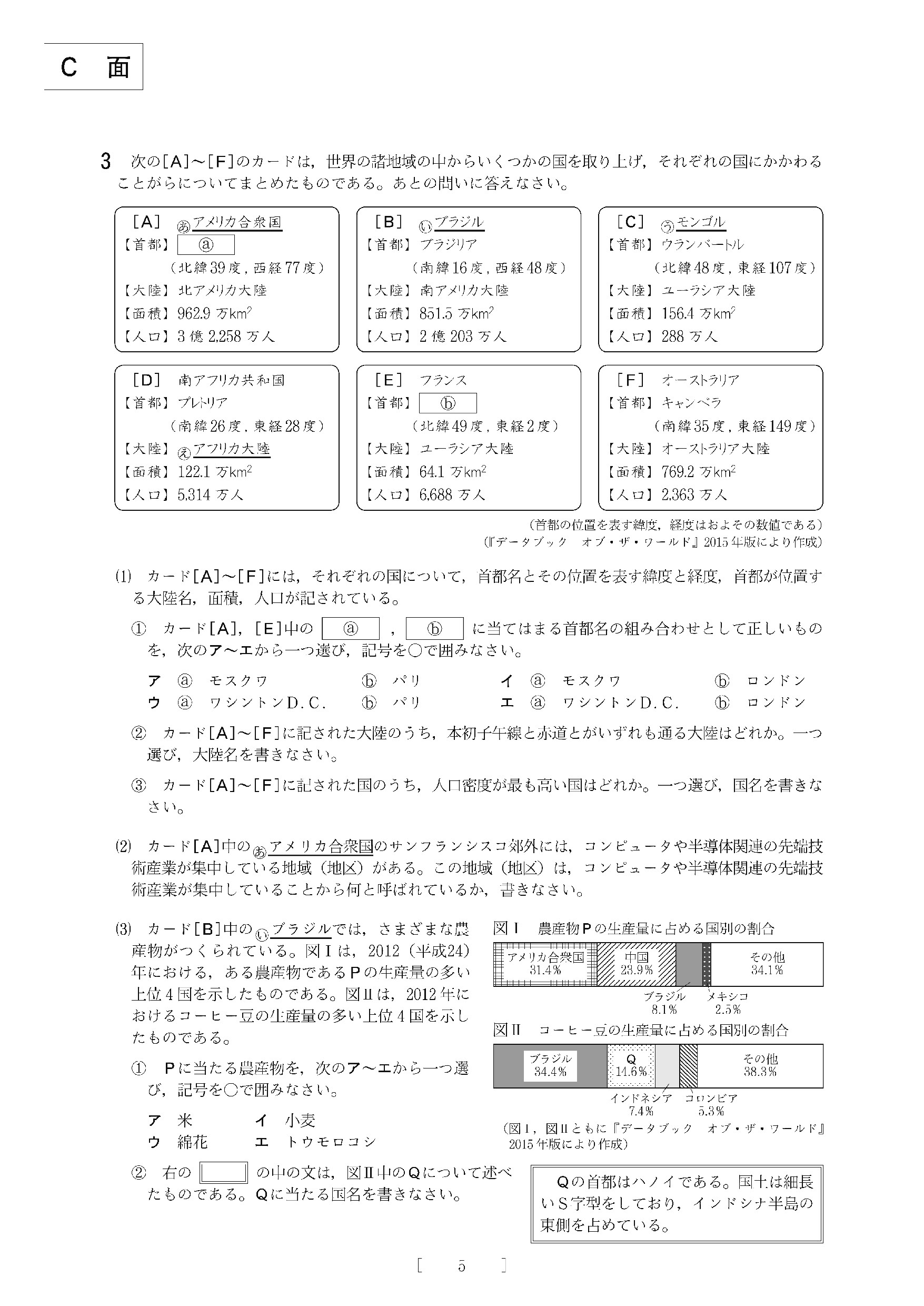 2016年度 大阪府公立高校 社会 問題5/8