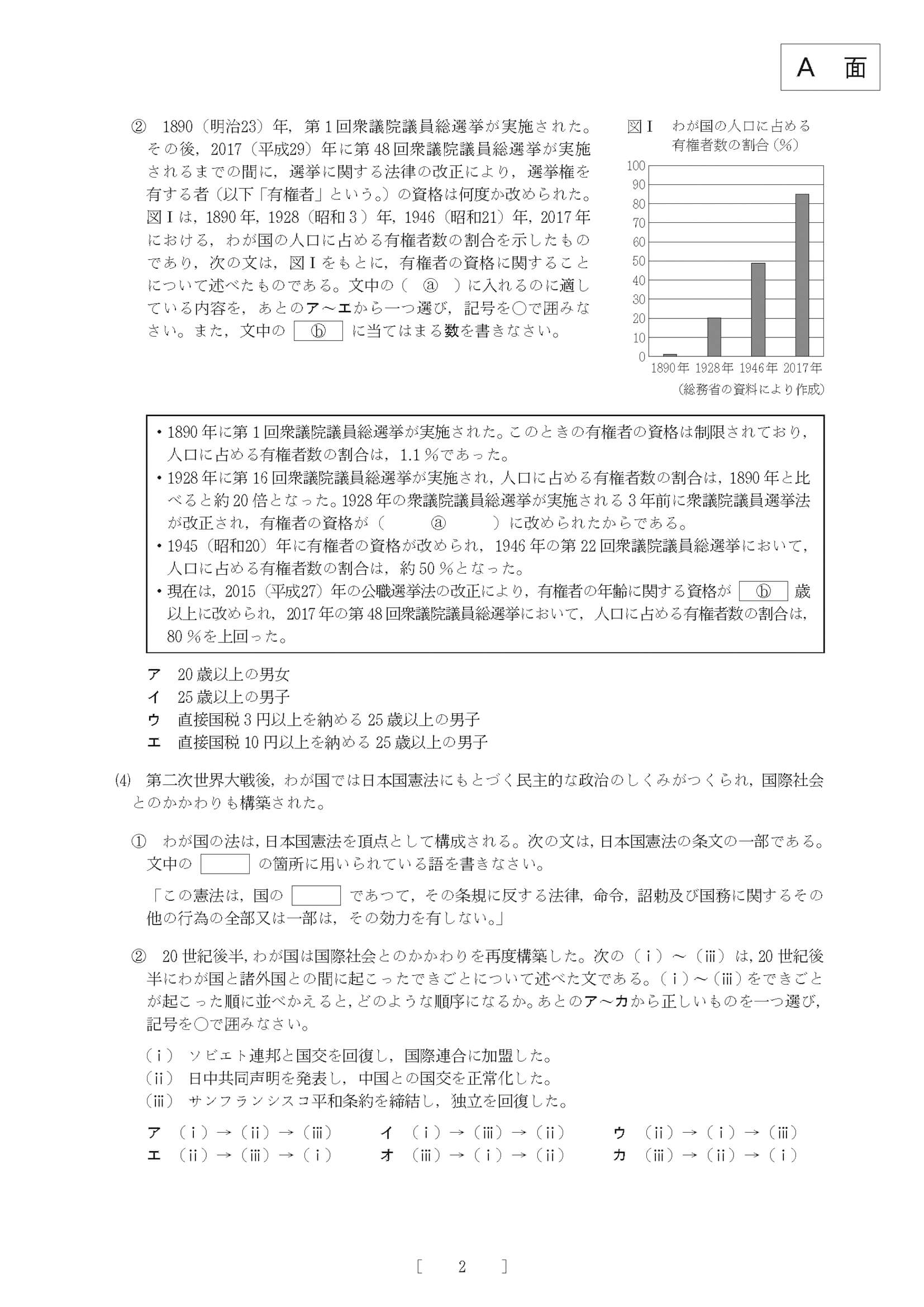 2020年度 大阪府公立高校入試（一般選抜 社会・問題）2/8