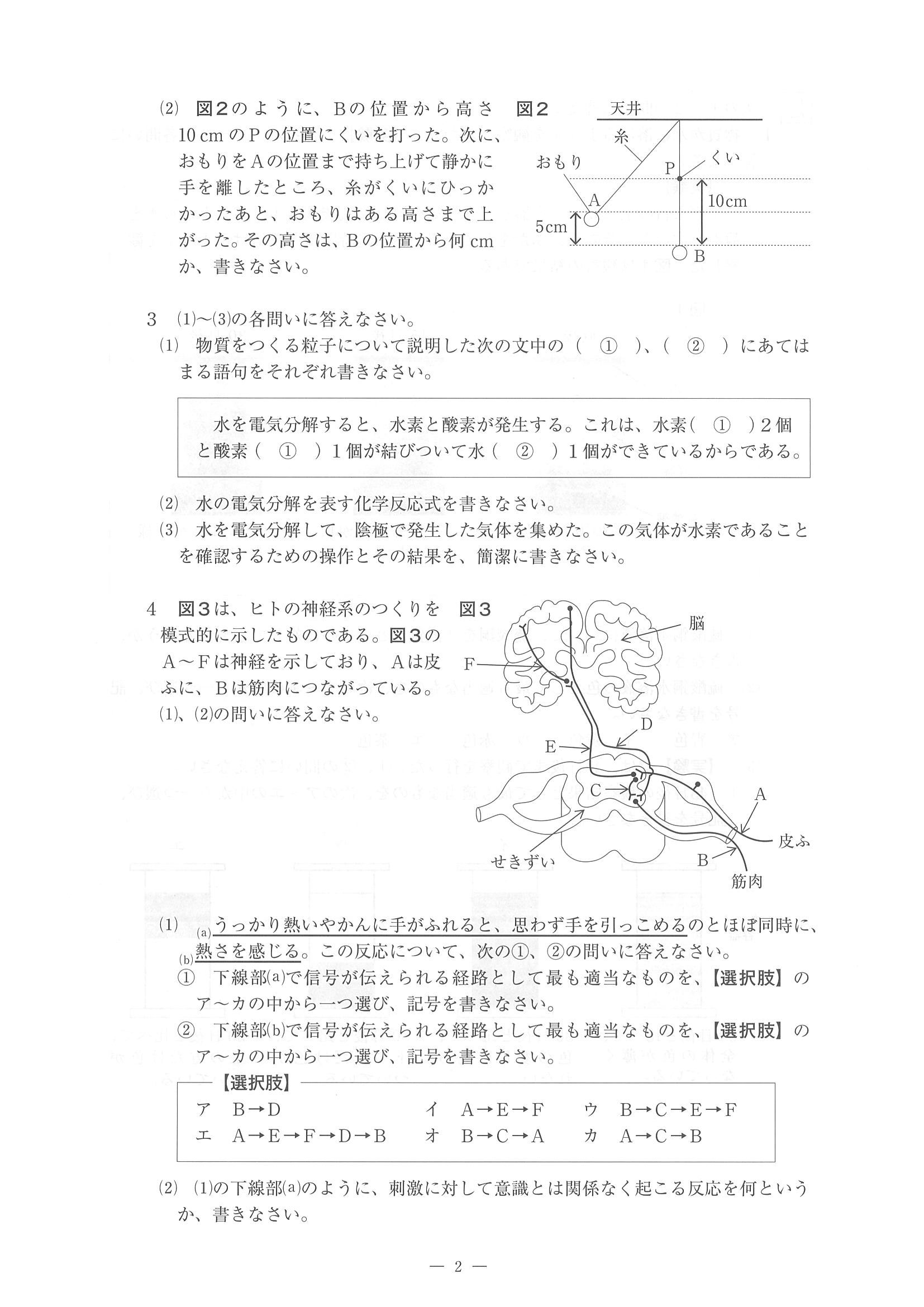 2014年度 佐賀県公立高校入試（理科 一般・問題）2/14