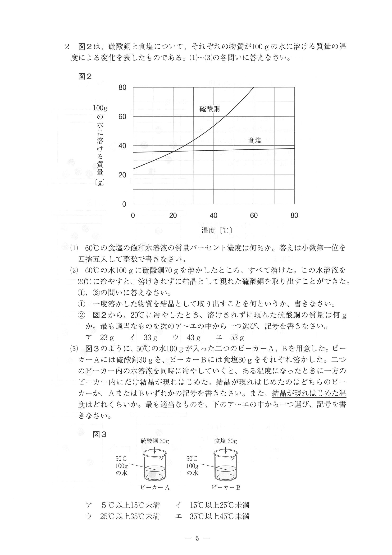 2014年度 佐賀県公立高校入試（理科 一般・問題）5/14