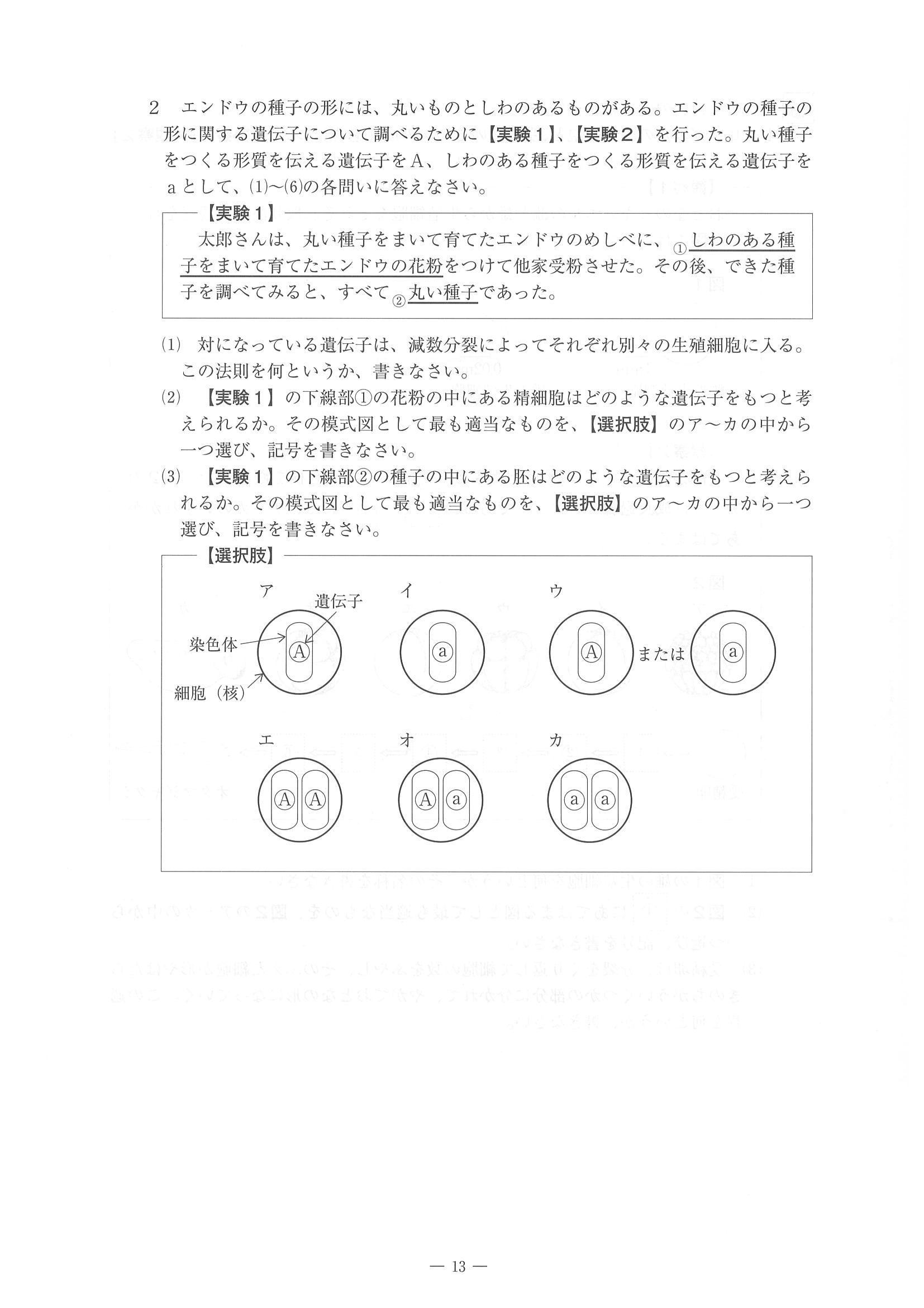 2014年度 佐賀県公立高校入試（理科 一般・問題）13/14