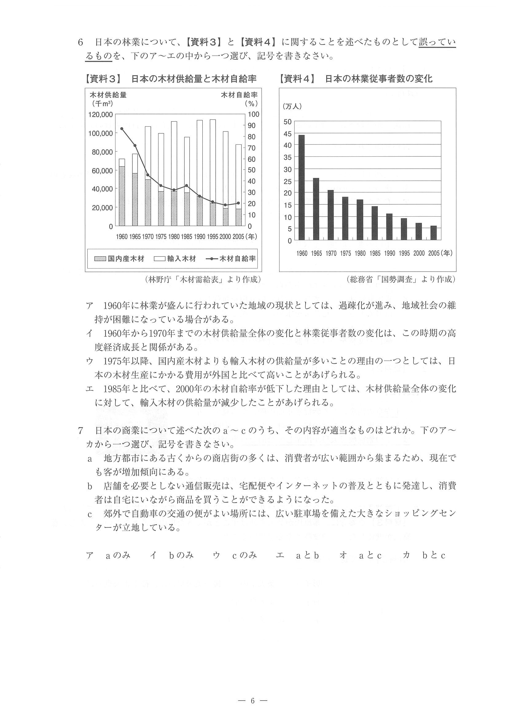 2014年度 佐賀県公立高校入試（社会 一般・問題）6/14