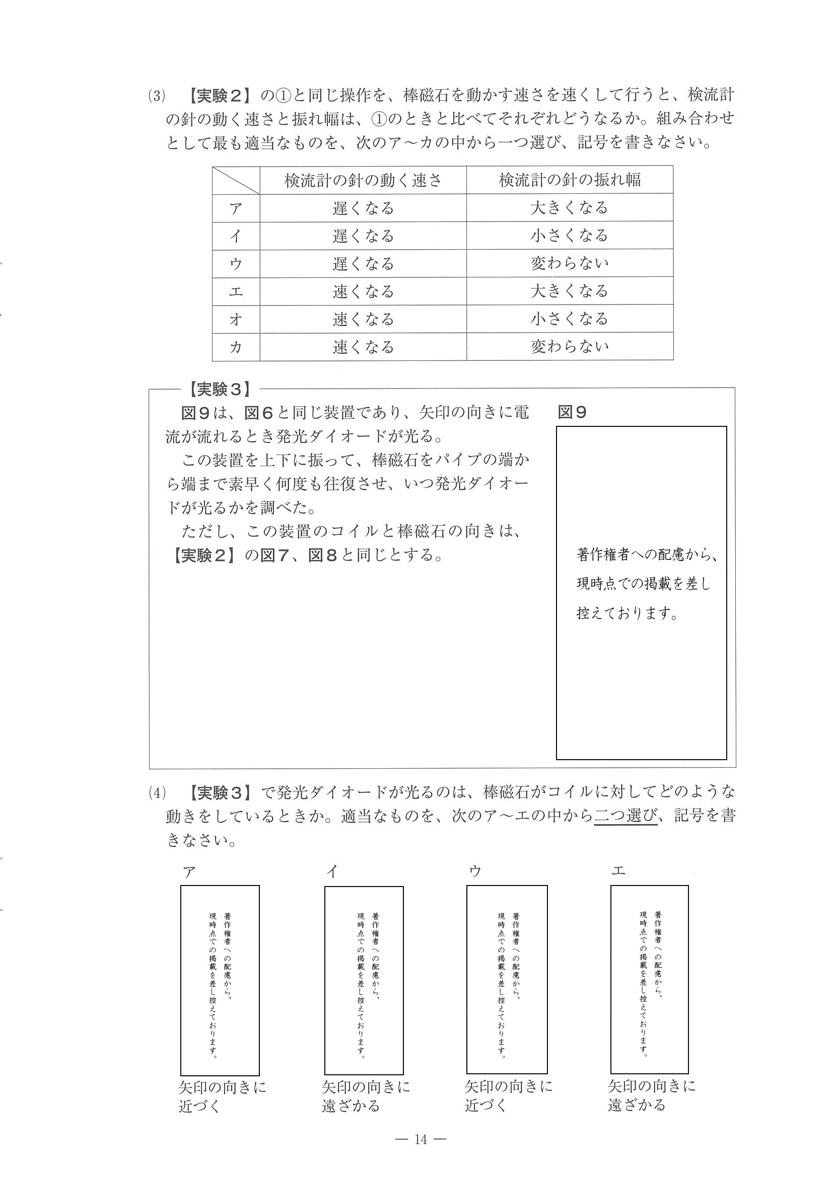 2016年度 佐賀県公立高校入試（理科 一般・問題）14/14
