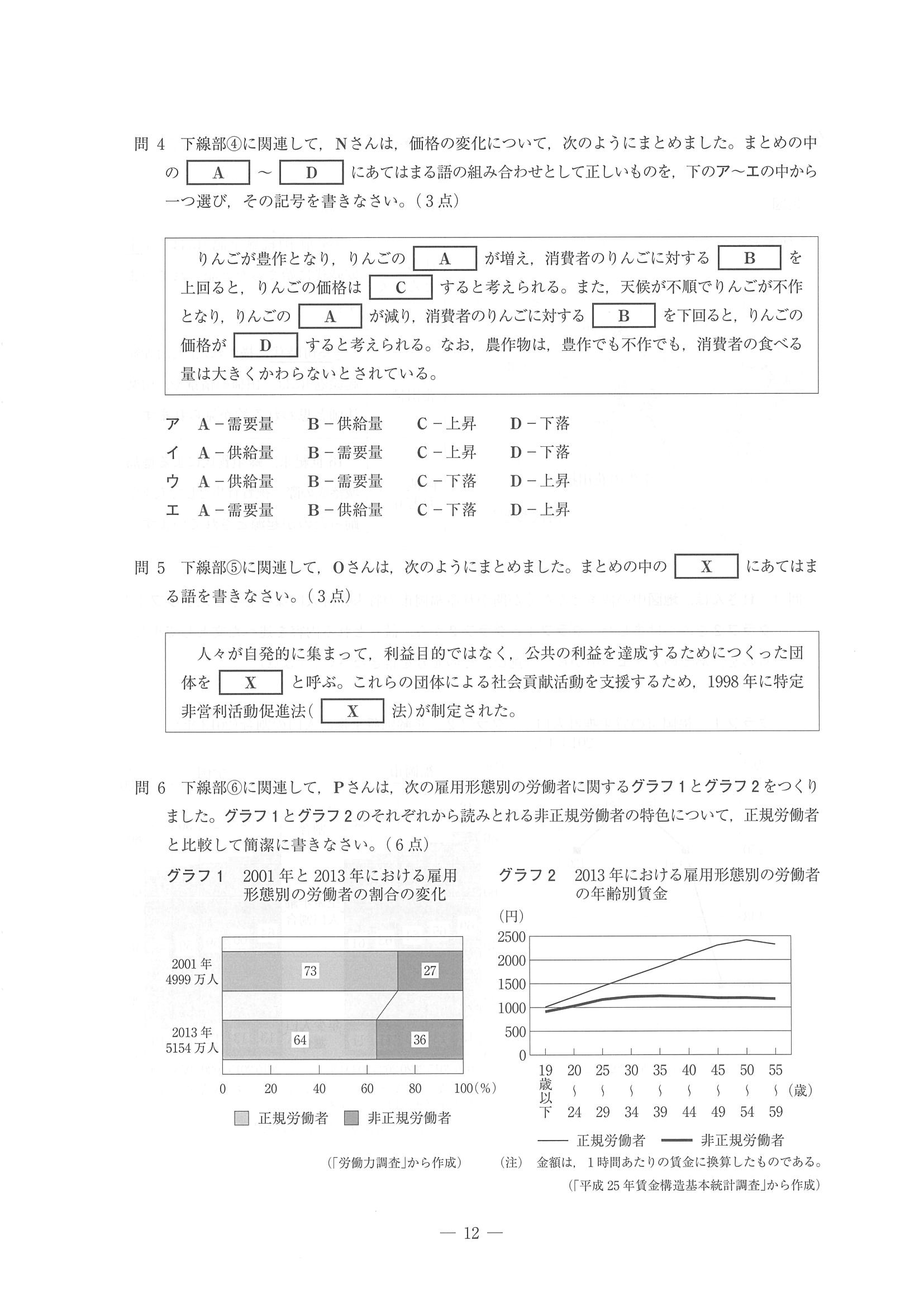 2015年度 埼玉県公立高校入試（社会・問題）12/14