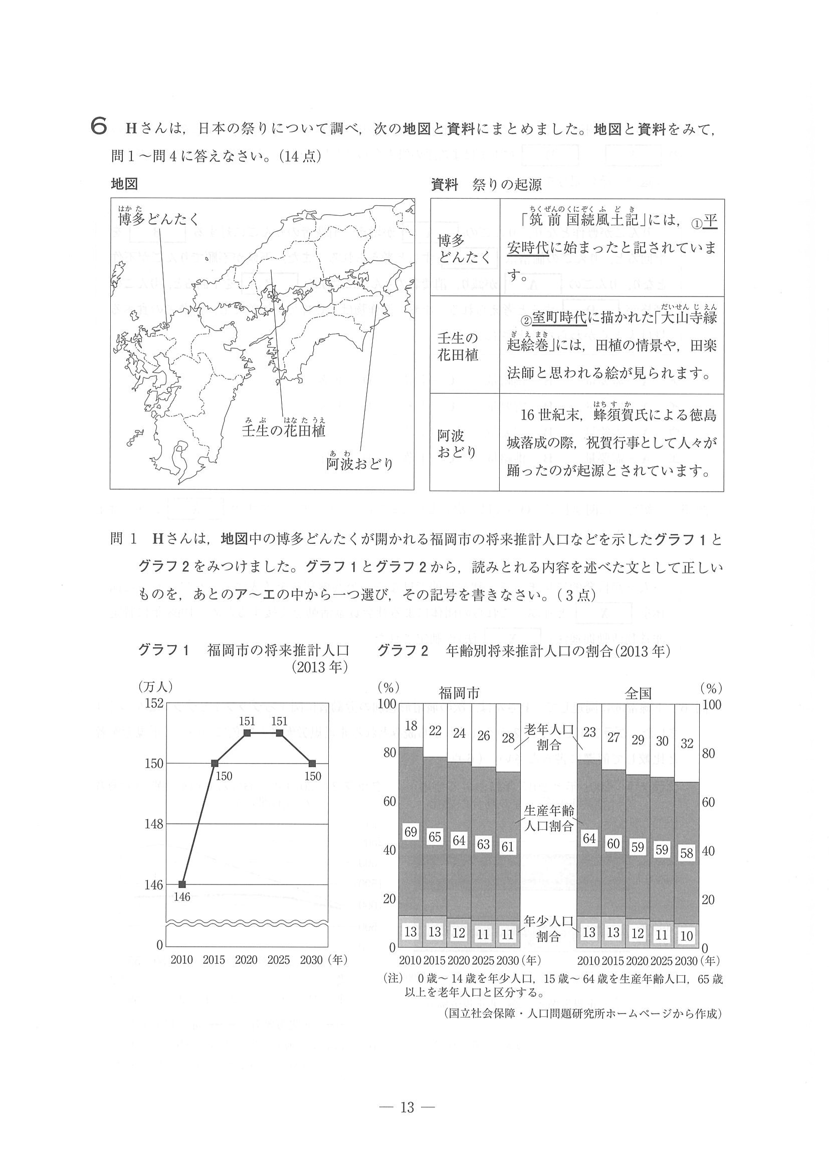 2015年度 埼玉県公立高校入試（社会・問題）13/14