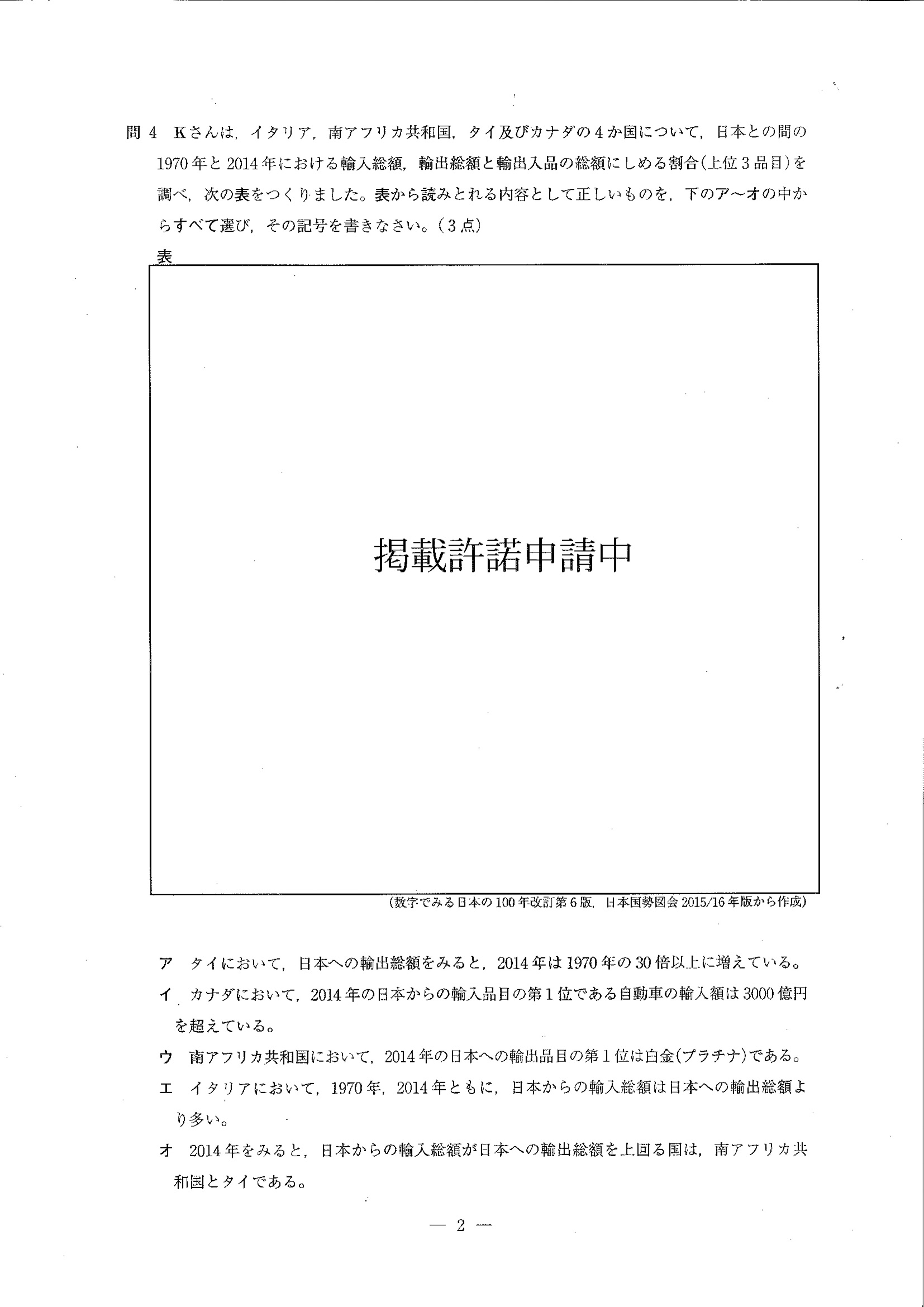 2016年度 埼玉県公立高校入試（社会・問題）2/14