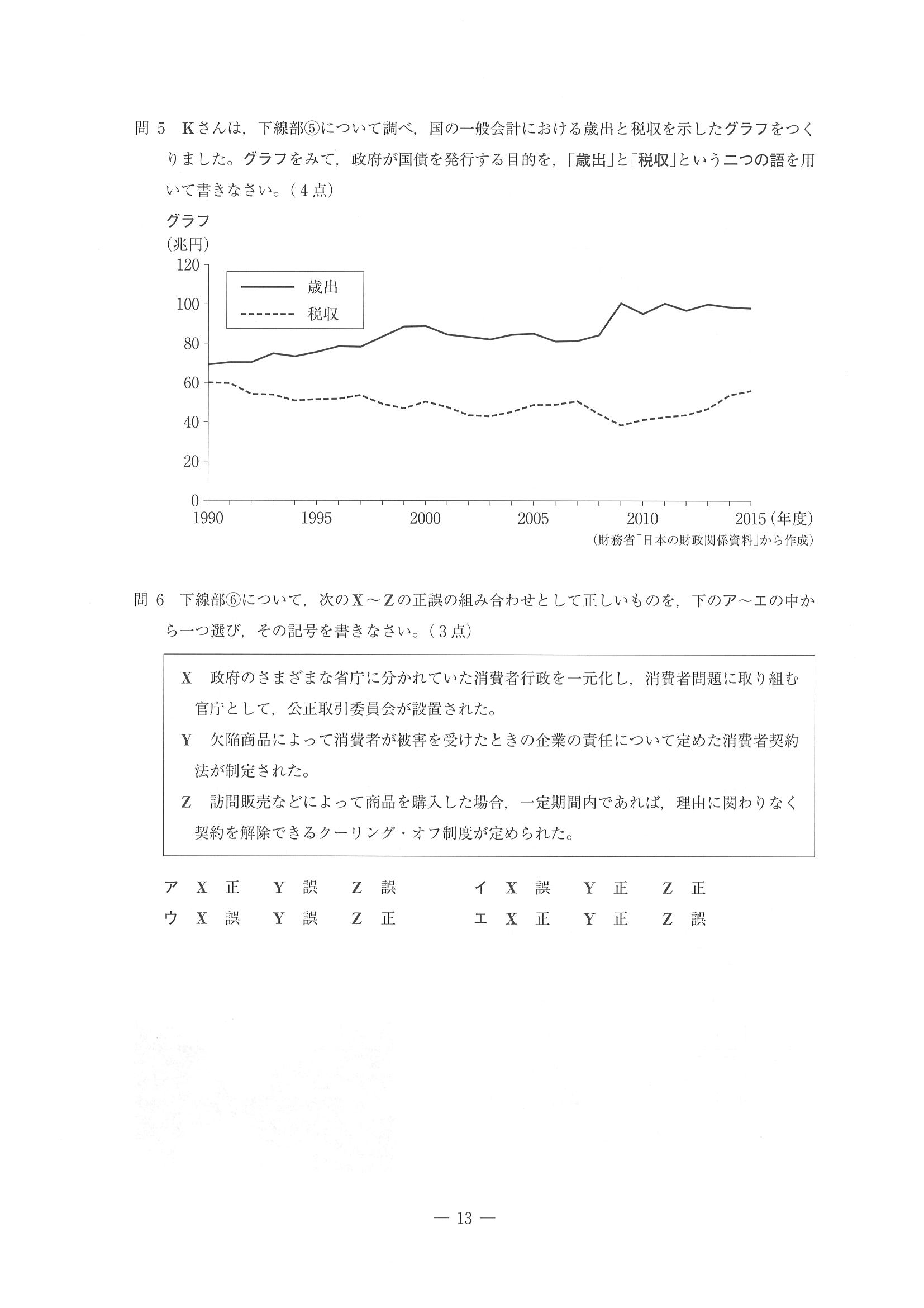 2018年度 埼玉県公立高校入試［標準問題 社会・問題］13/16