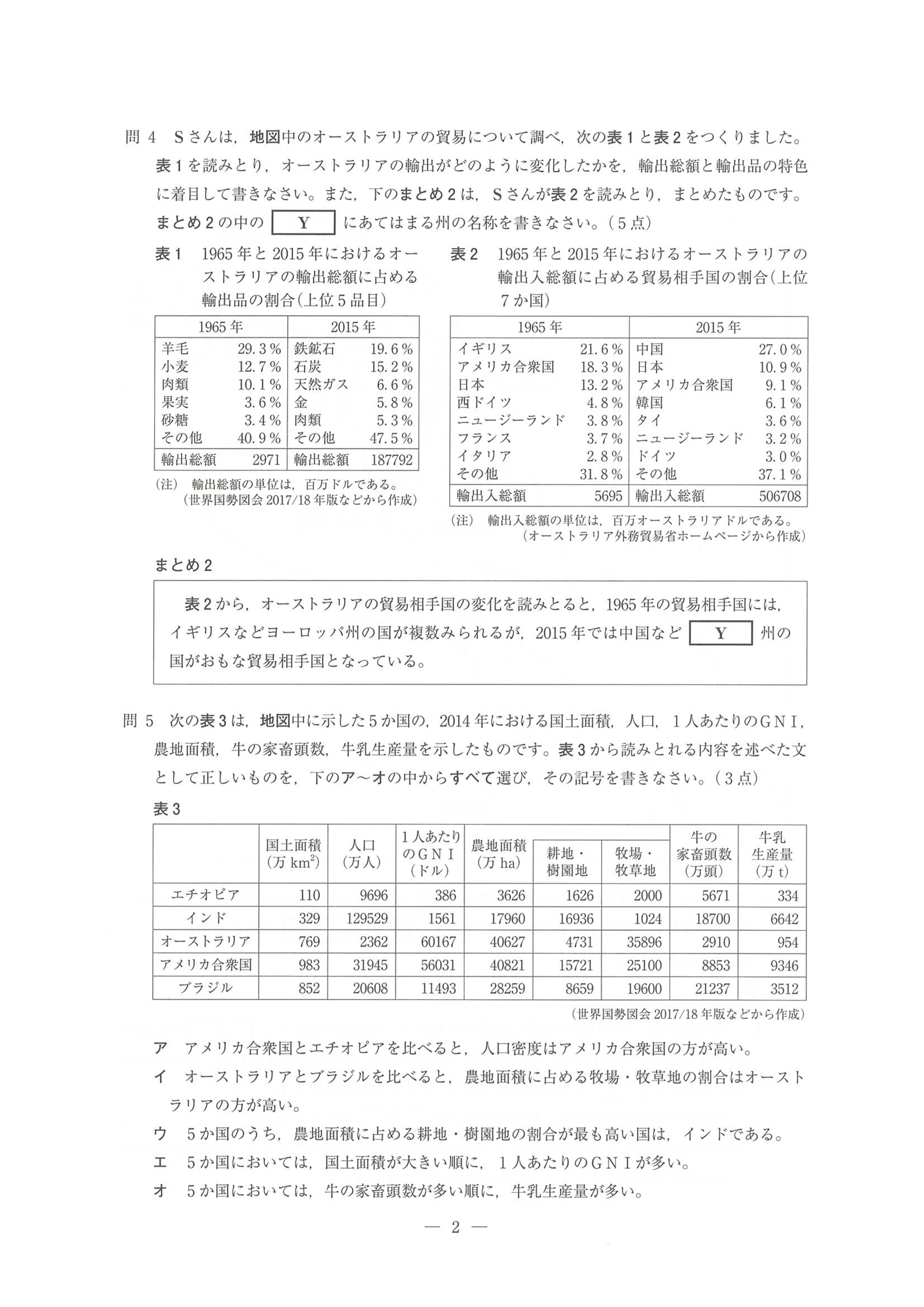 2019年度 埼玉県公立高校入試（標準問題 社会・問題）2/17