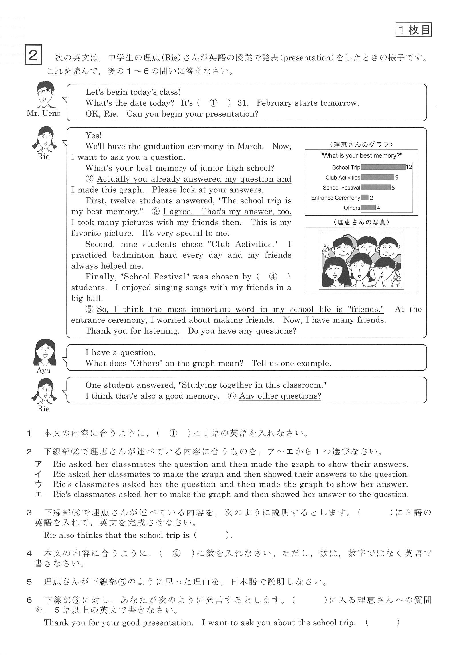 2014年度 滋賀県公立高校入試（英語・問題）3/5