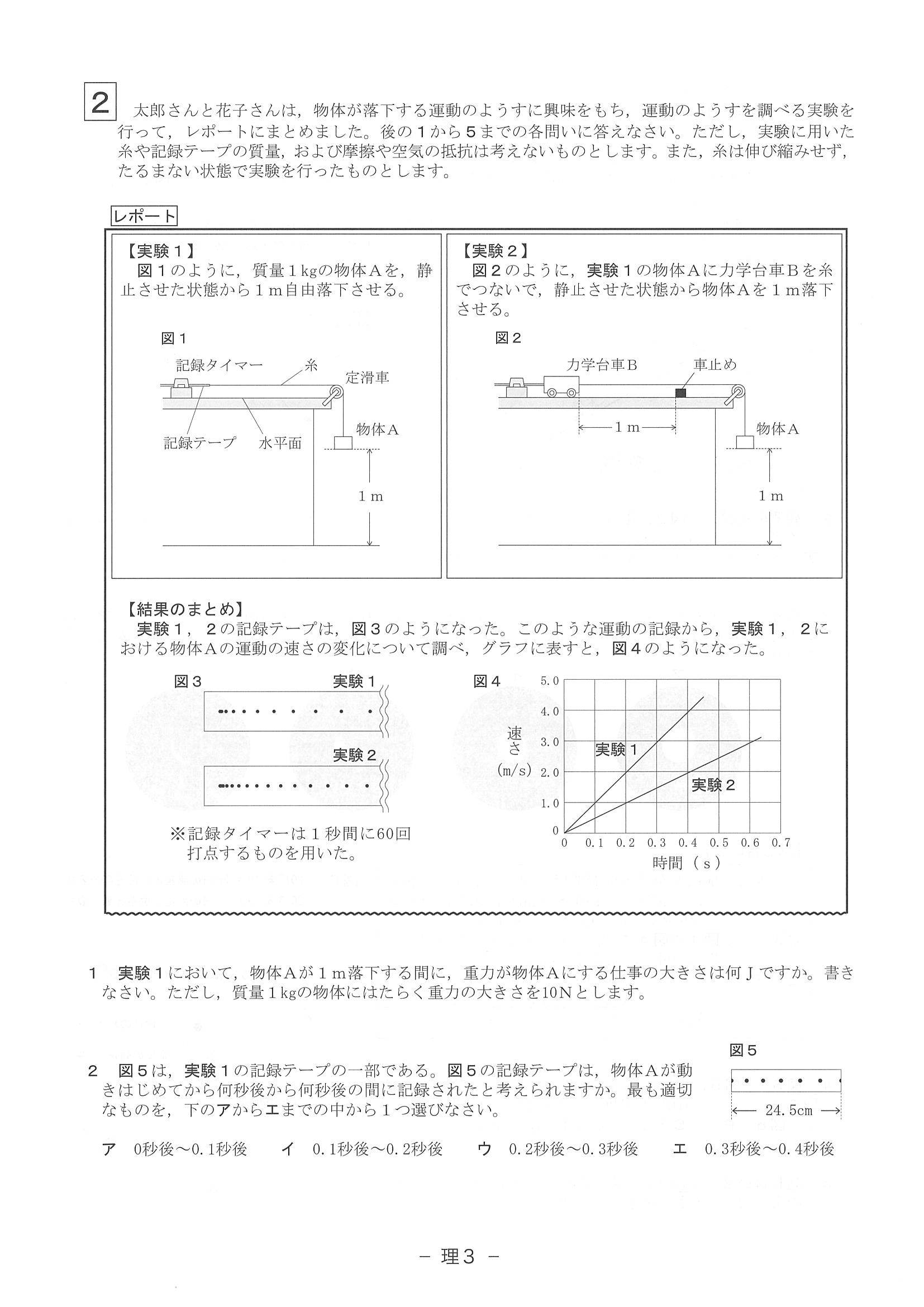 2017年度 滋賀県公立高校入試（理科・問題）3/7