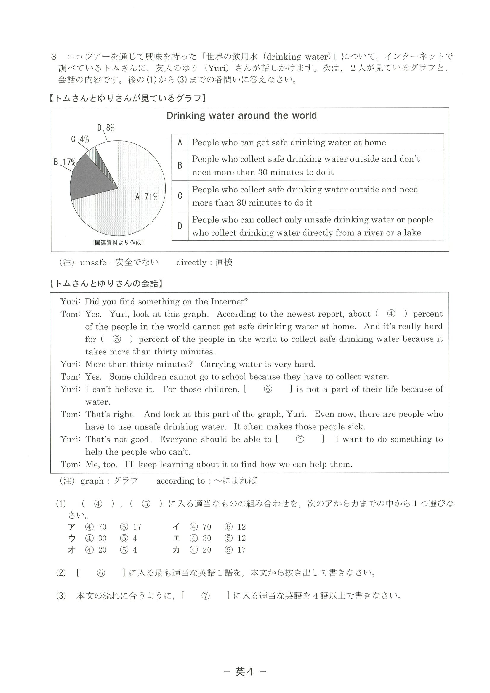 2019年度 滋賀県公立高校入試［標準問題 英語・問題］5/8