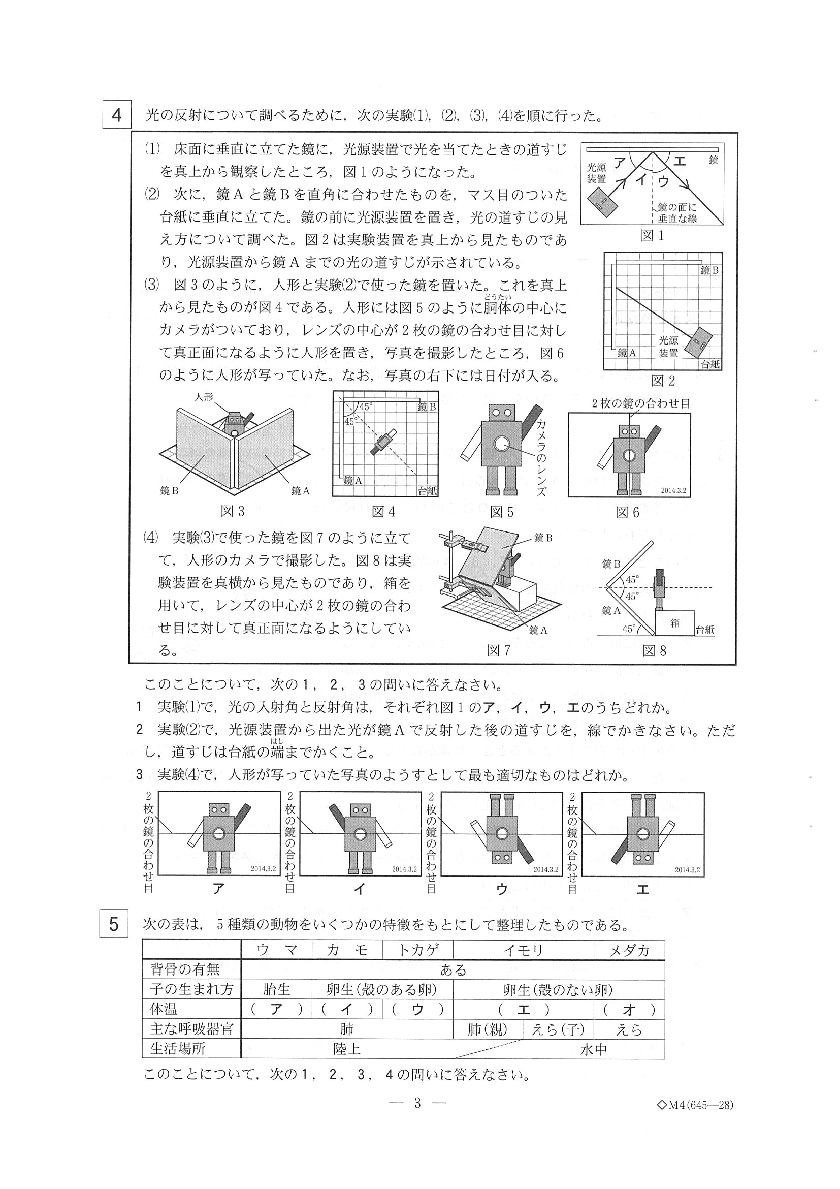 2014年度 栃木県公立高校入試（理科・問題）3/7