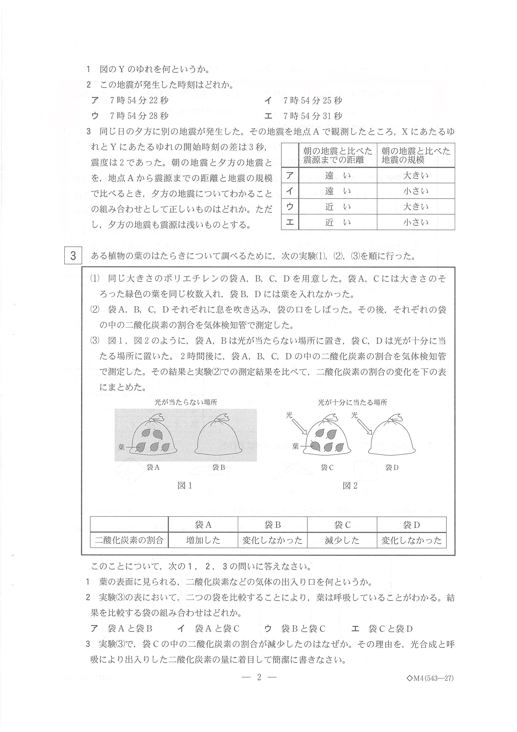 2015年度 栃木県公立高校入試（理科・問題）2/7