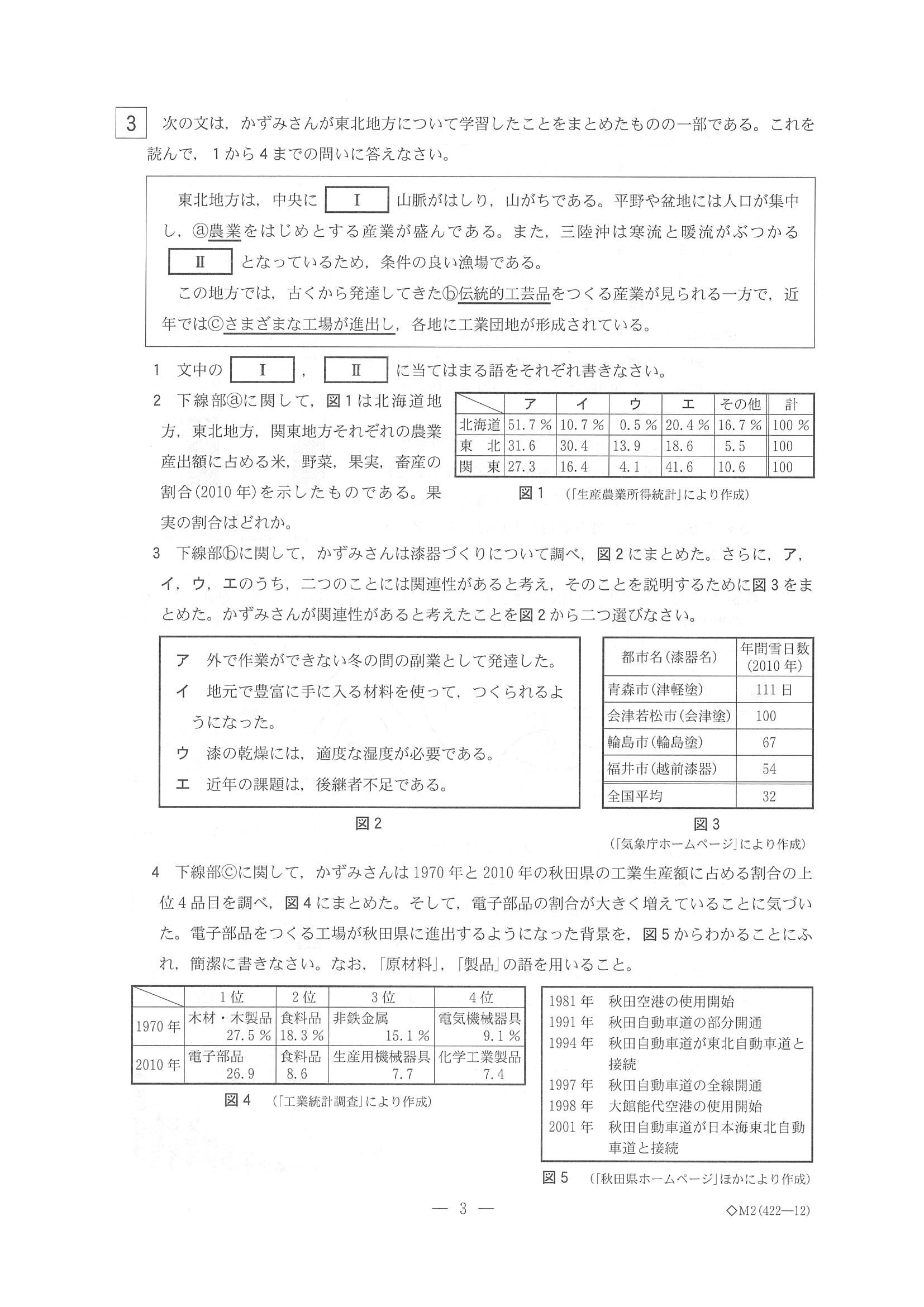 2016年度 栃木県公立高校入試（社会・問題）3/7