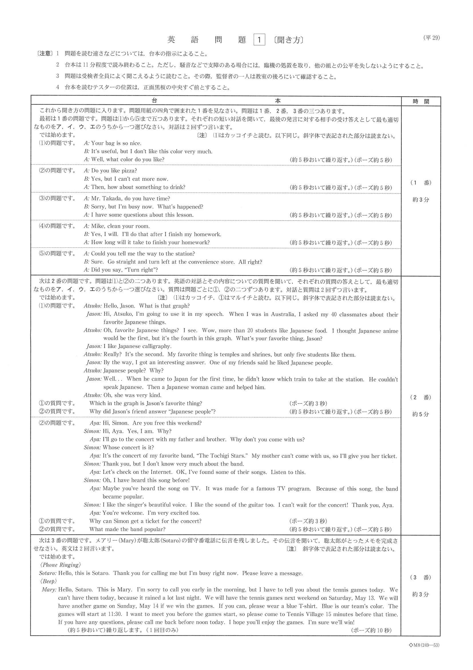 2017年度 栃木県公立高校入試（英語・問題）1/8