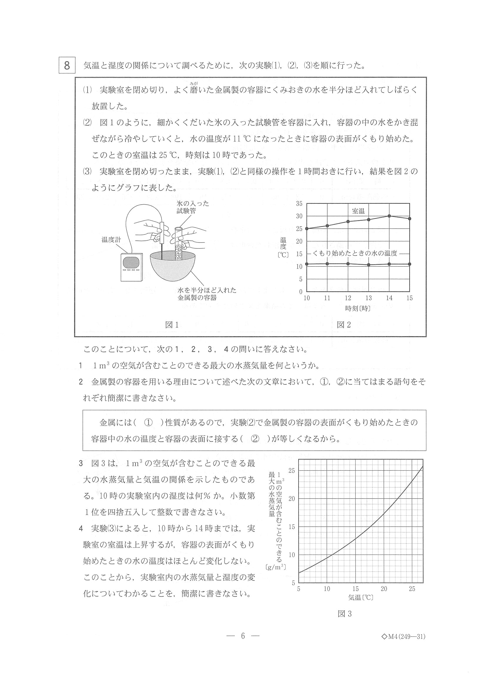 2017年度 栃木県公立高校入試（理科・問題）6/7
