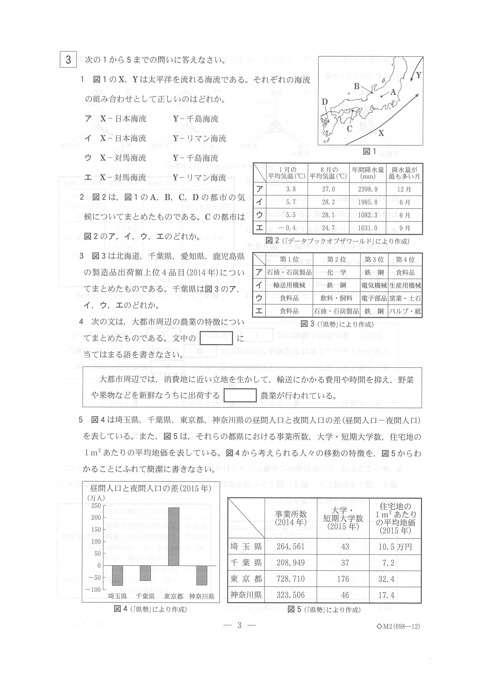 2018年度 栃木県公立高校入試（標準問題 社会・問題）3/7