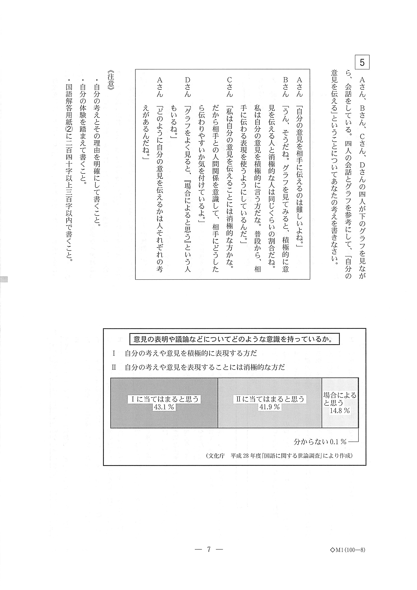 2019年度 栃木県公立高校入試（標準問題 国語・問題）7/7