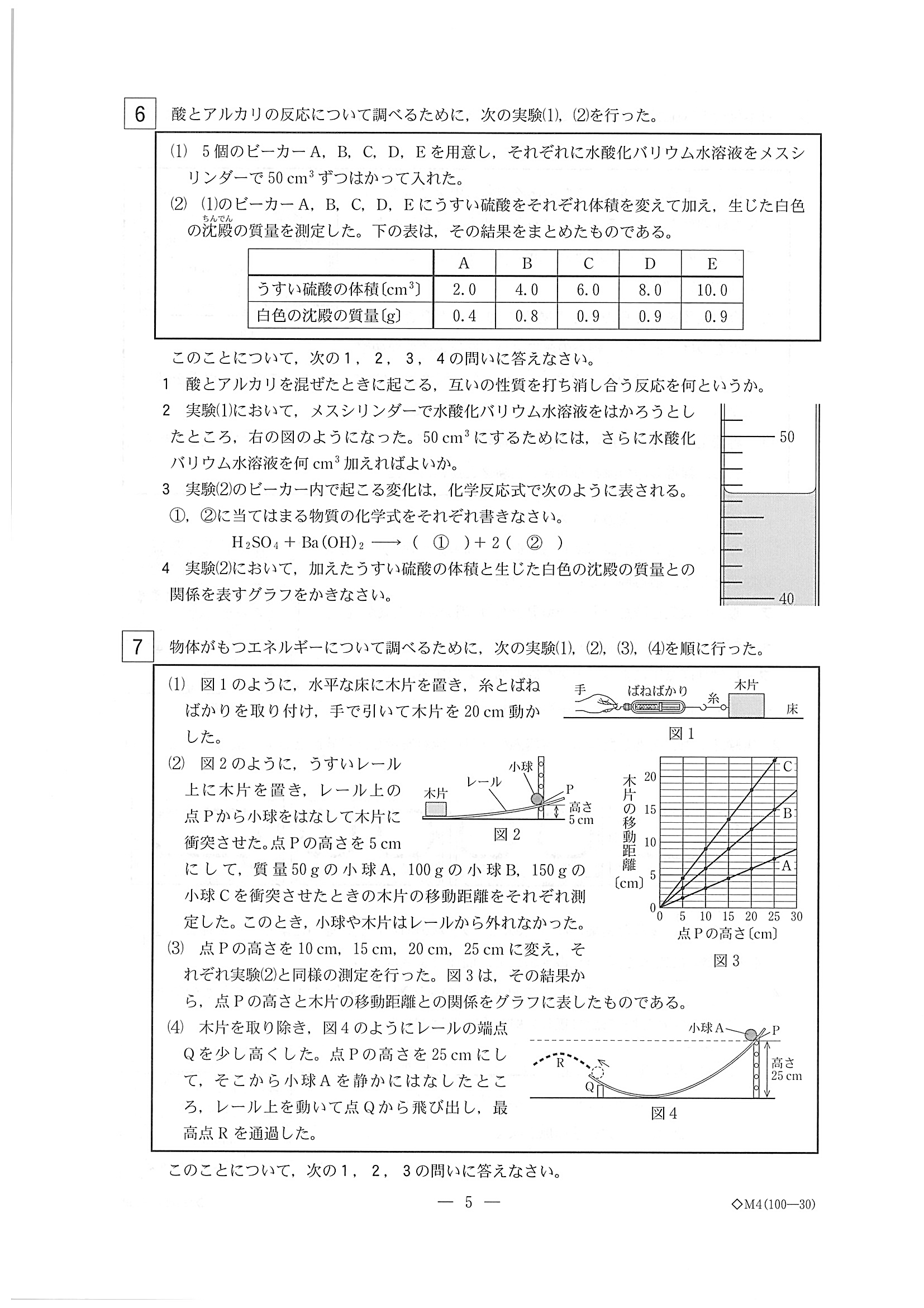2019年度 栃木県公立高校入試（標準問題 理科・問題）5/7