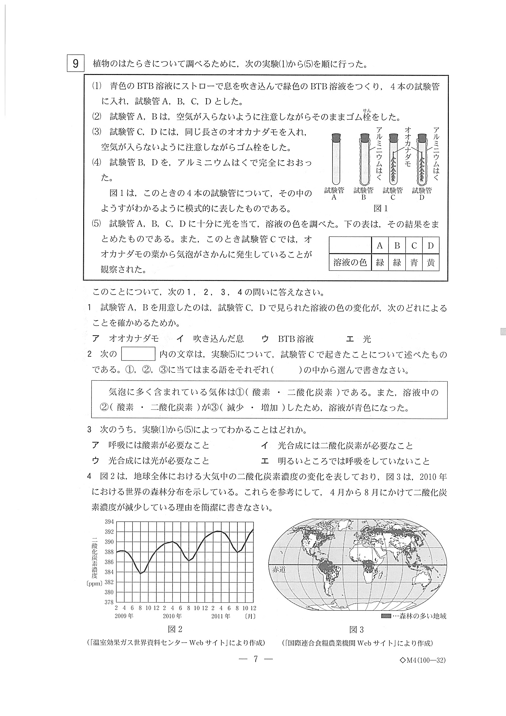 2019年度 栃木県公立高校入試（標準問題 理科・問題）7/7