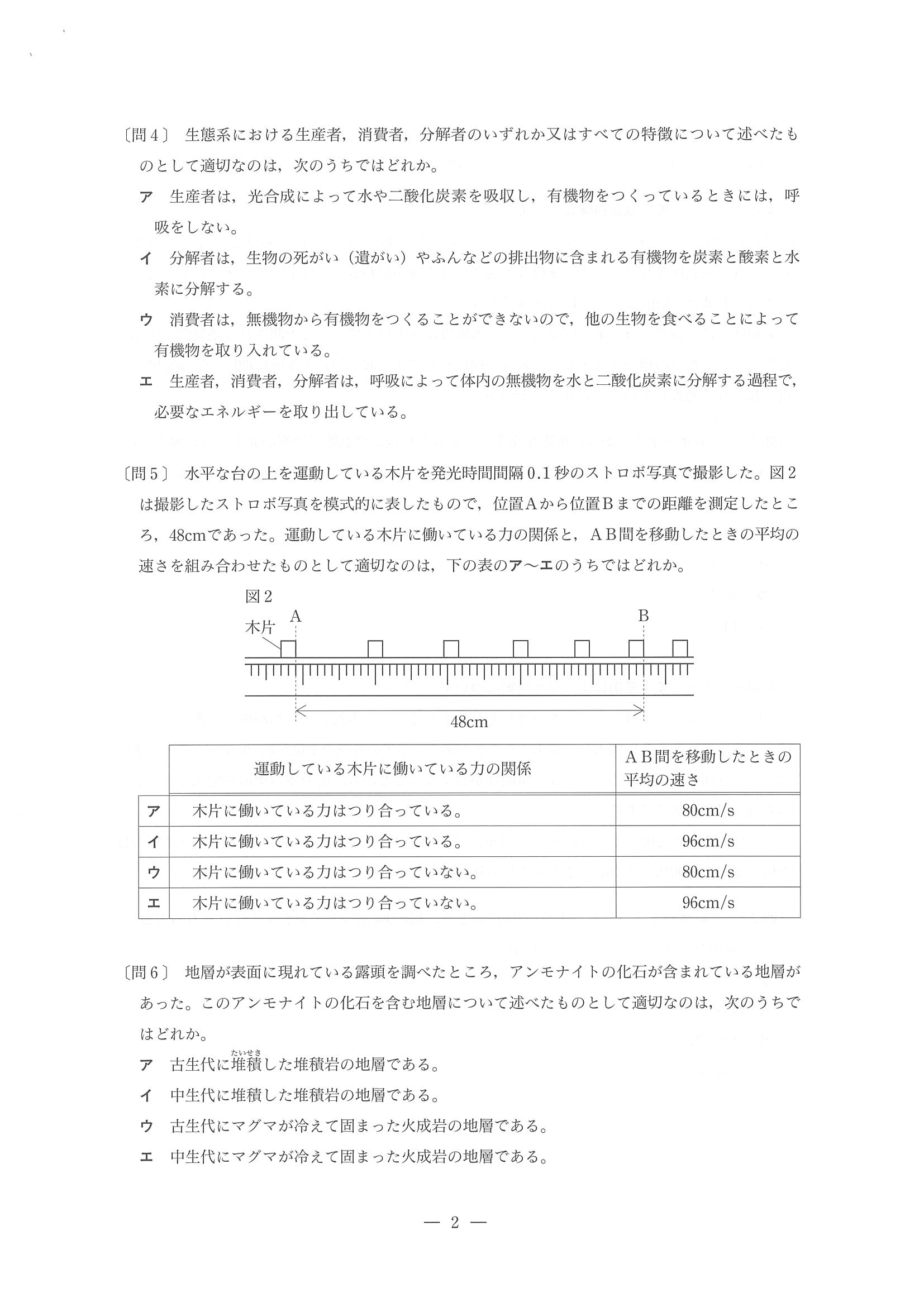 2014年度 東京都公立高校入試（理科・問題）2/12