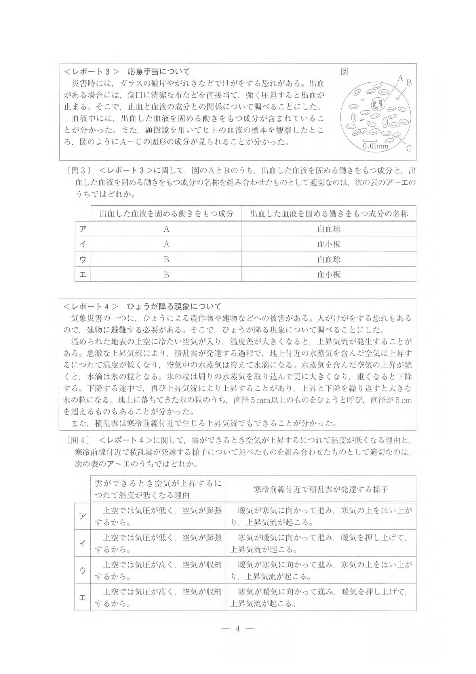 2019年度 東京都公立高校入試［標準問題 理科・問題］4/12