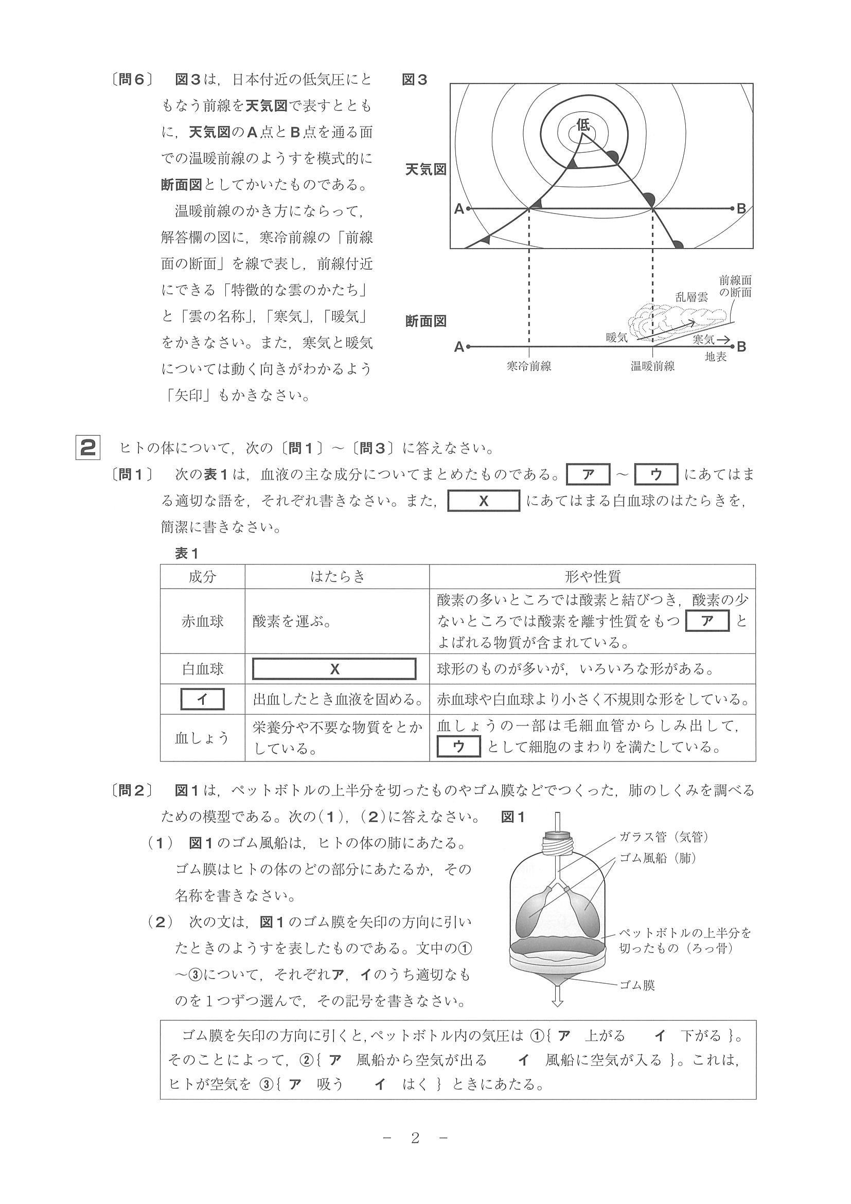 2016年度 和歌山県公立高校入試（理科・問題）2/7