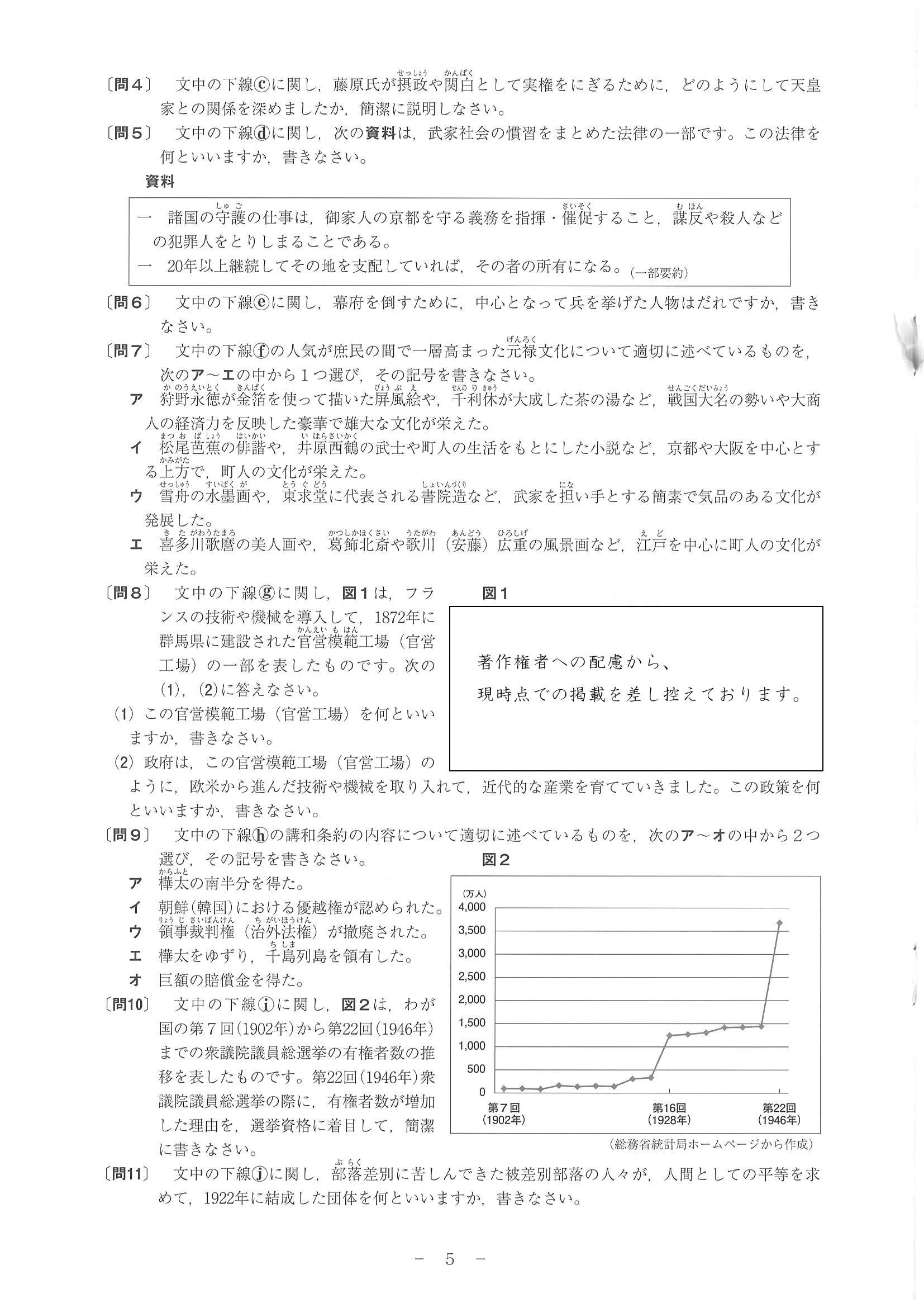 2016年度 和歌山県公立高校入試（社会・問題）5/7