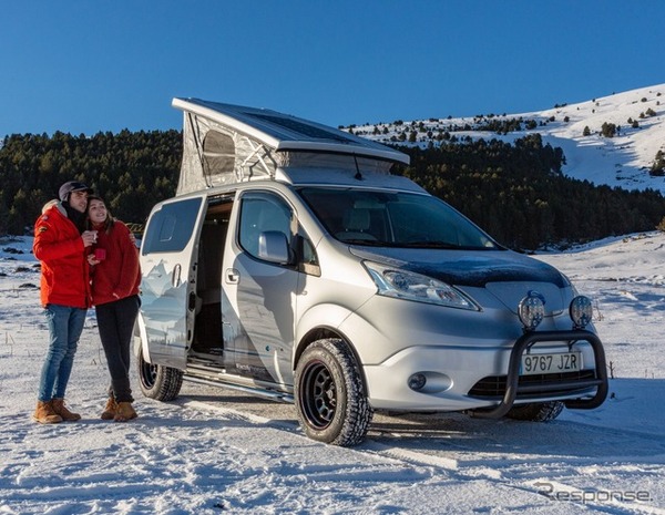 電気自動車で冬のキャンプ欧州日産が提案
