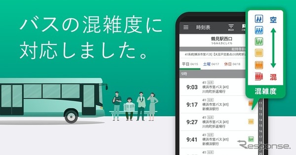 ナビタイム、バス混雑予測の提供横浜市営バスから順次拡大