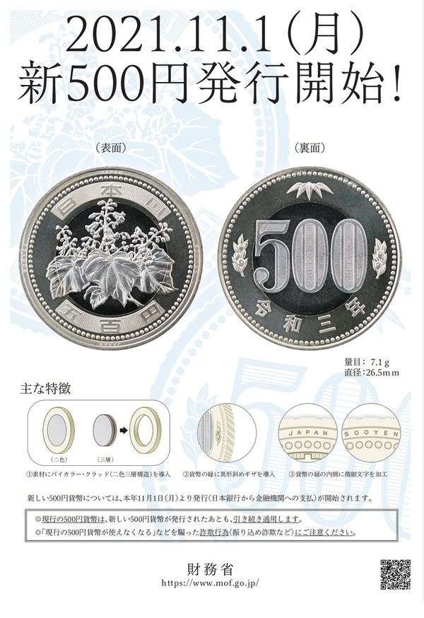 新500円発行開始 現行貨幣は引き続き通用 詐欺行為に注意 リセマム