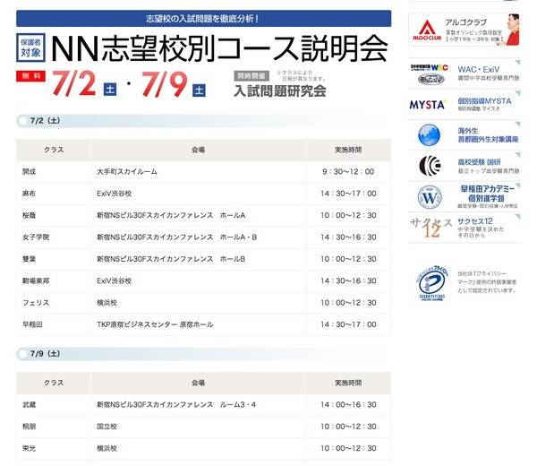早稲アカ「御三家・早慶・難関中プレオープン模試」7/17・18 2枚目の