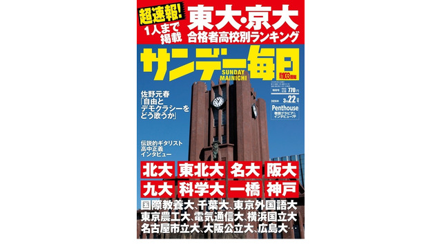 「サンデー毎日」3月22日号の表紙