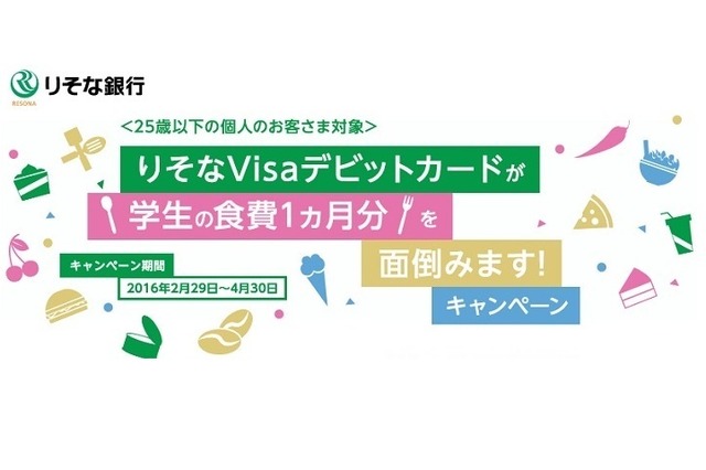 「りそなVisaデビットカードが学生の食費1か月分を面倒みます！」キャンペーン