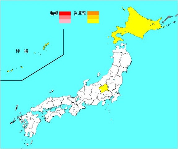 インフルエンザ流行レベルマップ（第45週）