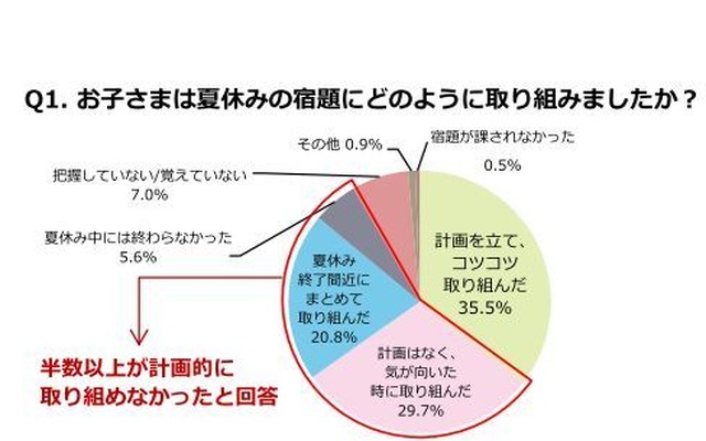 夏休みの宿題の取組みについて