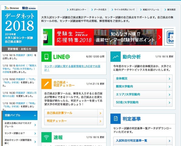 ベネッセ・駿台「データネット2018」
