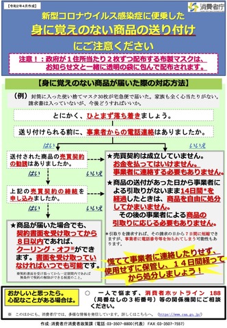 新型コロナ便乗の悪質商法 チャートで対応説明 消費者庁 リセマム