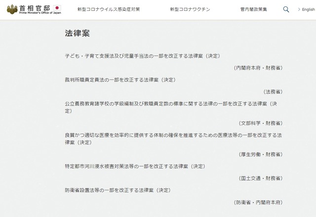 首相官邸「令和3年2月2日（火）定例閣議案件」