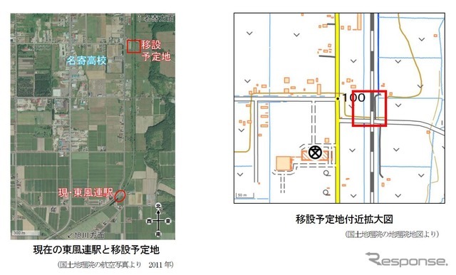 東風連駅を移設して設けられる名寄高校駅の予定位置。