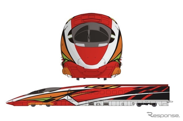 京都鉄道博物館に登場する「500 TYPE EVA-02」仕様のラッピングデザイン。