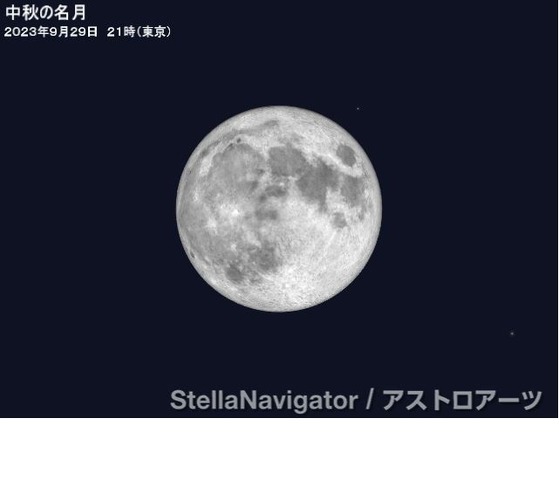 中秋の名月（2023年9月29日21時、東京） (c) アストロアーツ