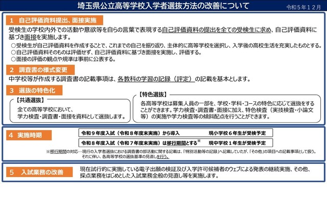 埼玉県公立高等学校入学者選抜方法の改善について
