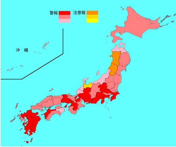 インフルエンザ流行レベルマップ（2024年第51週）