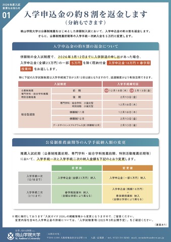 入学申込金の返金制度と分割制度について