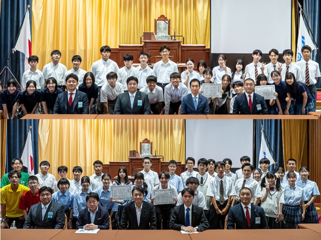 決勝大会（国会議事堂での演説）のようす