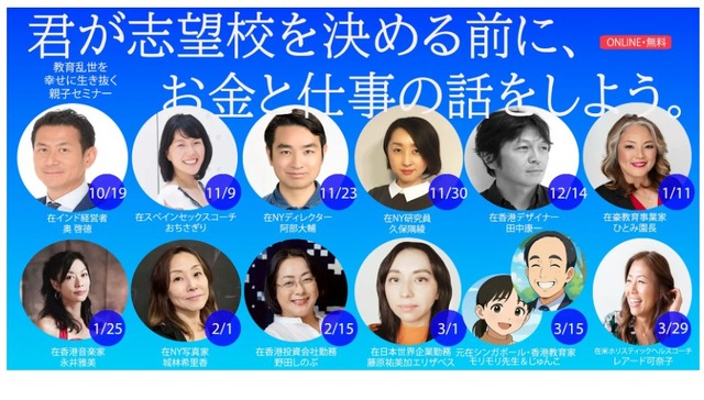 NEXT2035親子オンライン無料セミナー「君が志望校を決める前に、お金と仕事の話をしよう。」第2弾セミナー